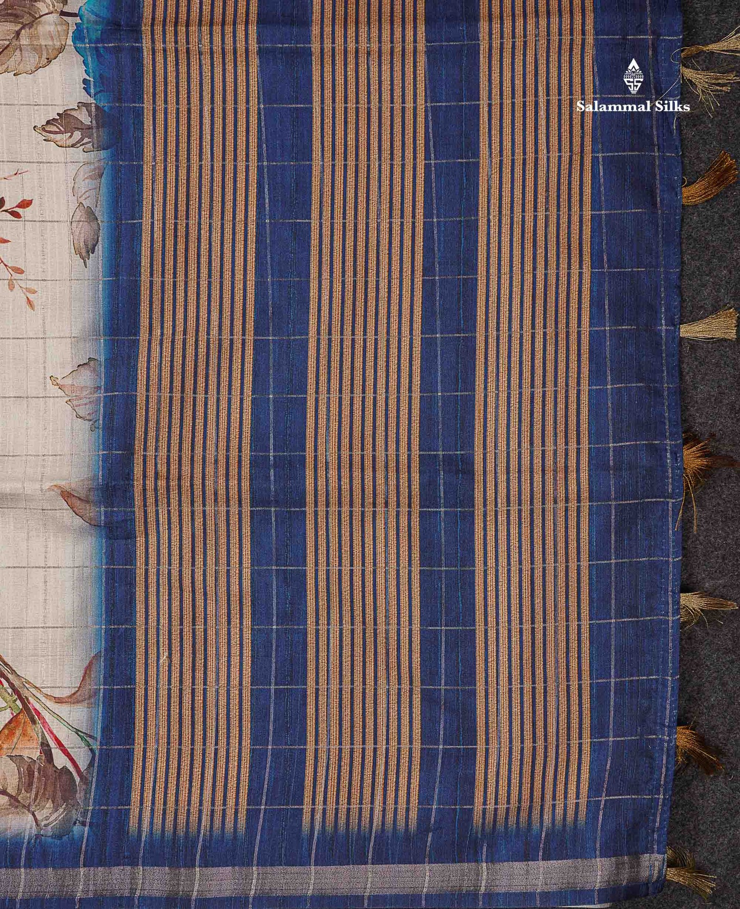 Beautiful Half White Checks With Floral Design Semi Tussar Saree With Contrast Maroon Blouse