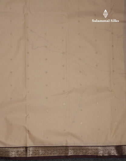 Beautiful Peacock Green Semi Silk Saree With Contrast Dark Brown Traditional Small Border