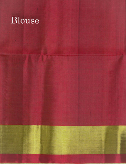 Maroon Kolam Design Kanjivaram Pure Soft Silk Saree With Gold Zari Border