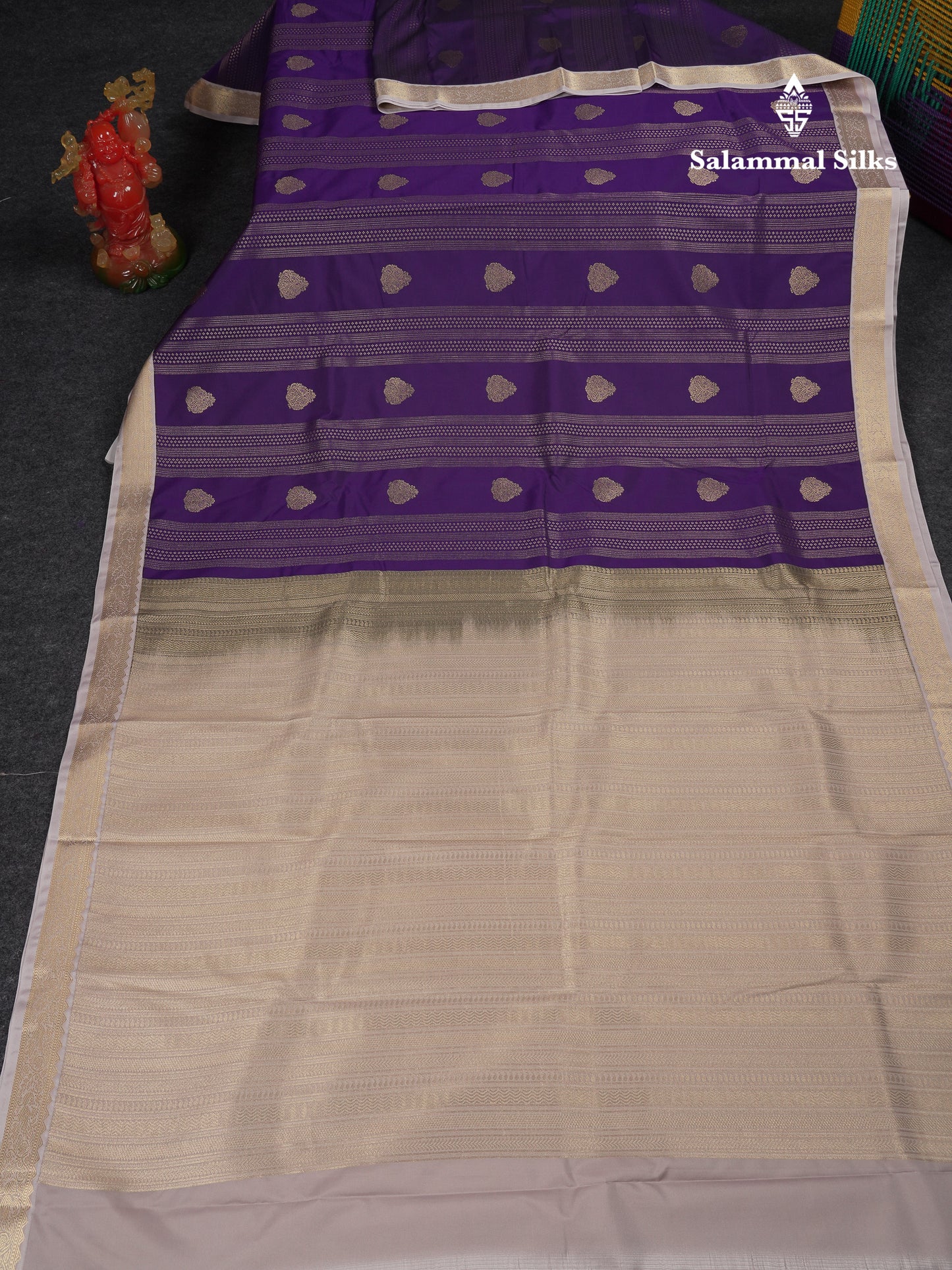 Beautiful Magenta Semi Silk Saree With Contrast Cream Sandal Traditional Small Border