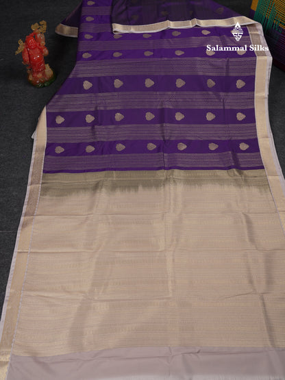 Beautiful Magenta Semi Silk Saree With Contrast Cream Sandal Traditional Small Border