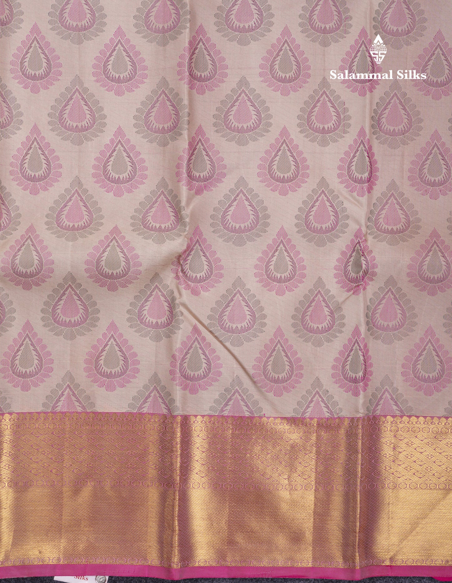 Beautiful Half White Pure Kanjivaram Silk Saree With Contrast Rani Pink Blouse