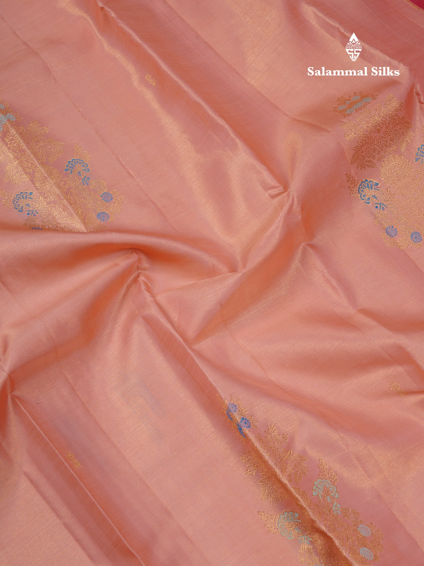 Beautiful Peach Fancy Vairaoosi Menakari Work Pure Kanjivaram Silk Saree with Contrast Pink Blouse