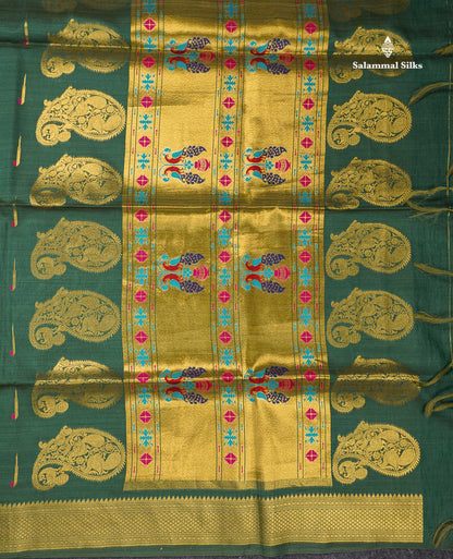 Beautiful Magenta Menakari Work With Zari Butta Konkan Semi Silk Saree With Traditional Border