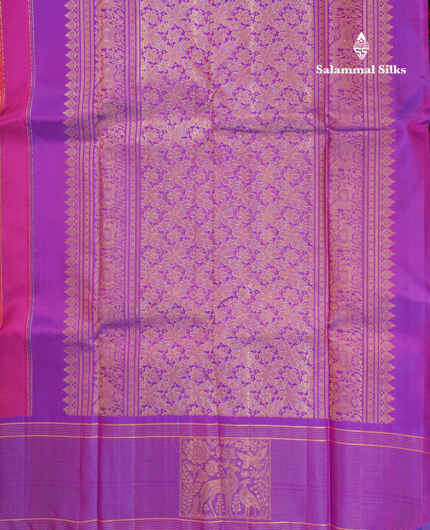 Dual Tone Pink Pure Kanjivaram Silk Saree With Contrast Vadamalli Vaira Oosi Border