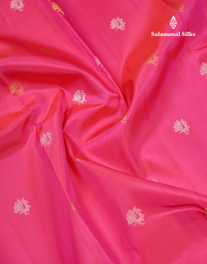 Dual Tone Pink Pure Kanjivaram Silk Saree With Contrast Vadamalli Vaira Oosi Border