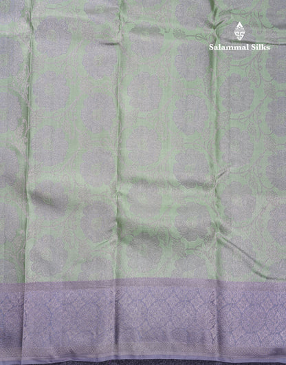 Beautiful Elaichi Green Bridal Pure Silk Saree With Contrast Grey Fancy Border