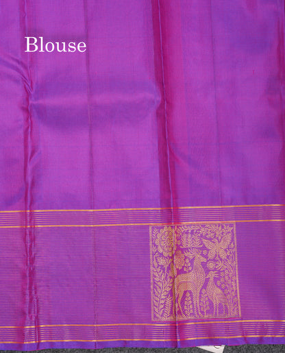 Dual Tone Pink Pure Kanjivaram Silk Saree With Contrast Vadamalli Vaira Oosi Border