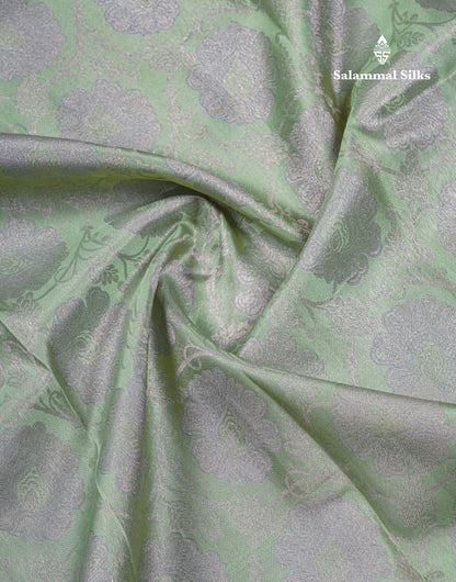 Beautiful Elaichi Green Bridal Pure Silk Saree With Contrast Grey Fancy Border