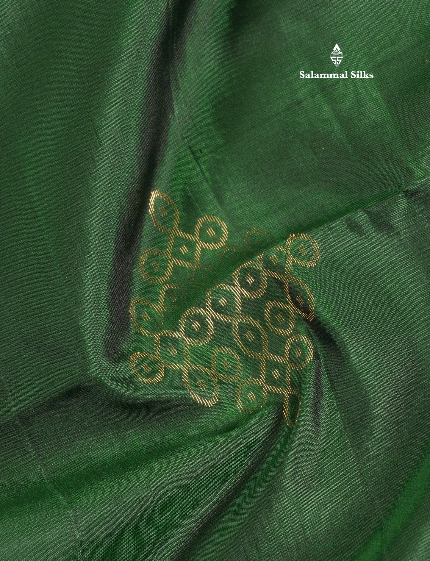 Bottle Green Kolam Design Kanjivaram Pure Soft Silk Saree With Contrast Mustard Yellow Blouse