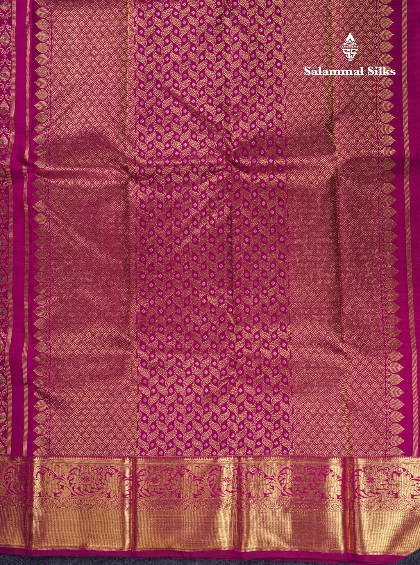 Beautiful Magenta Menakari Work Bridal Pure Silk Saree With Traditional Border