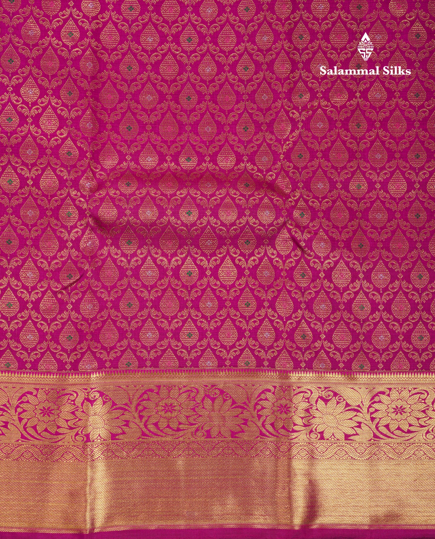 Beautiful Magenta Menakari Work Bridal Pure Silk Saree With Traditional Border