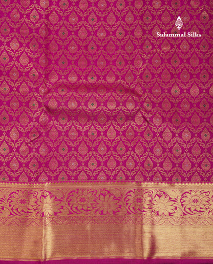 Beautiful Magenta Menakari Work Bridal Pure Silk Saree With Traditional Border