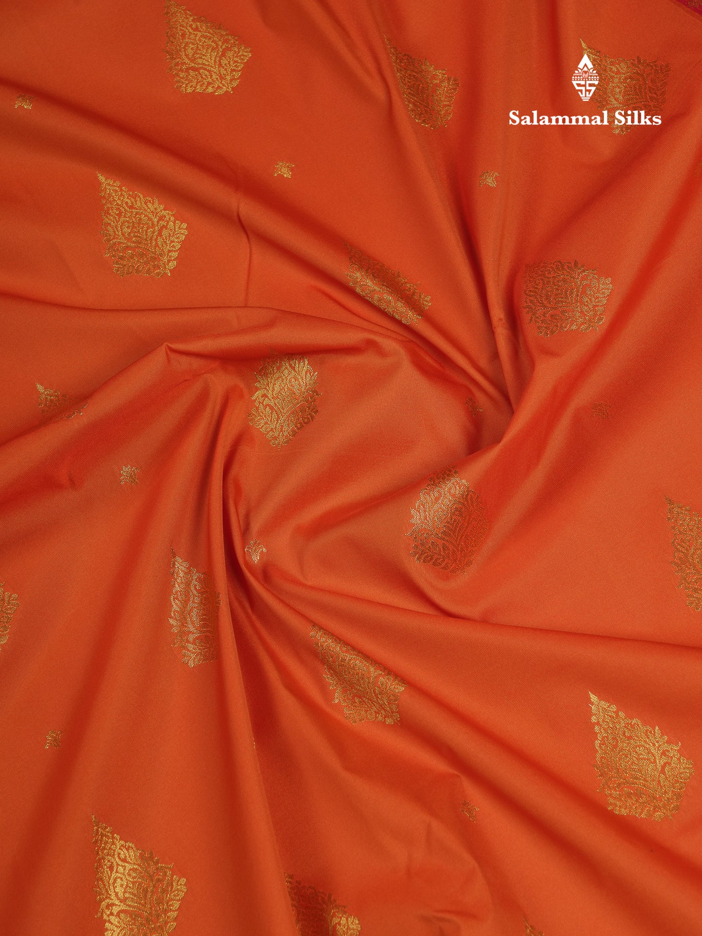Beautiful Orange Semi Silk Saree With Contrast Pink Traditional Border