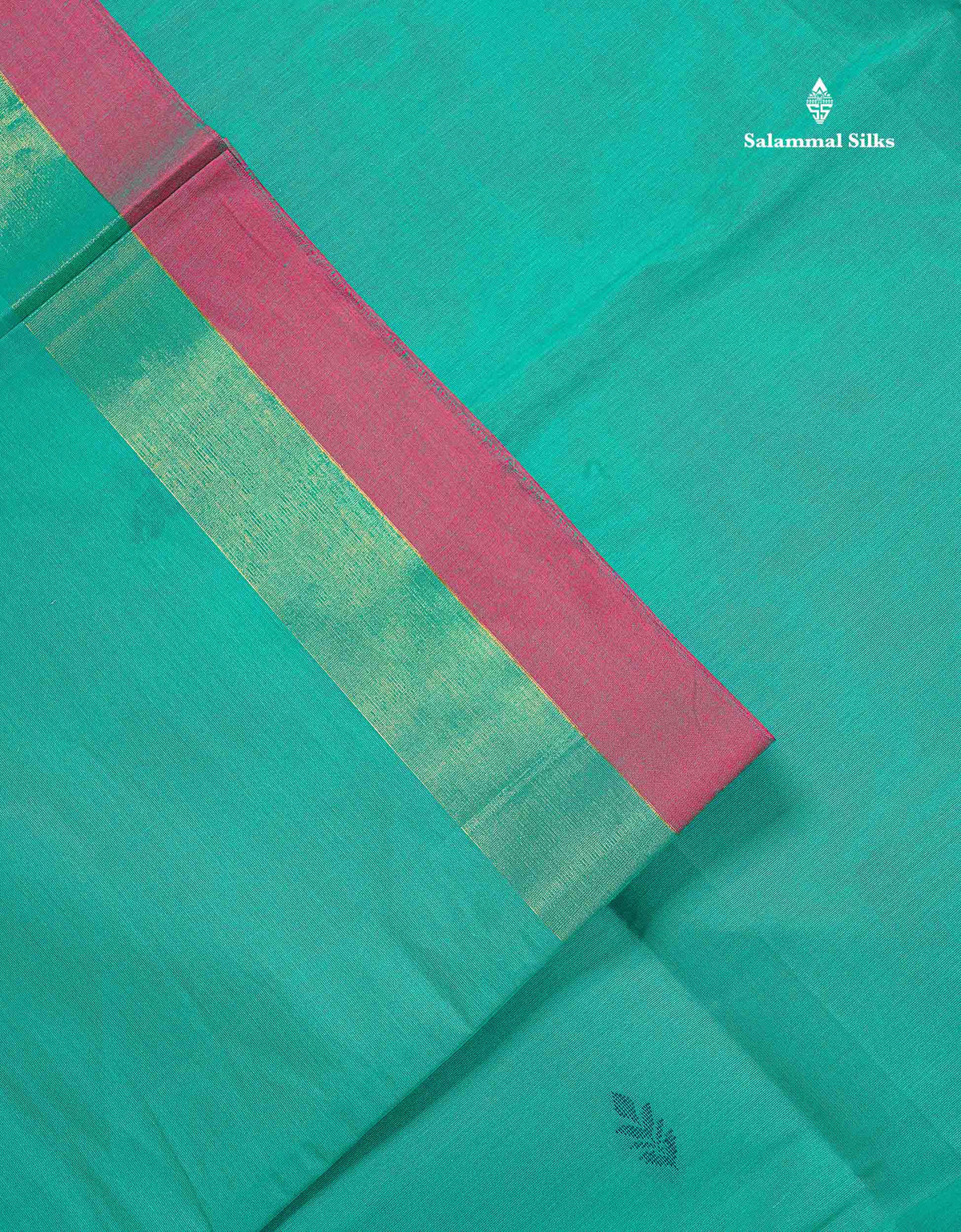 Pure Cotton Saree - Sea Green Colour Body Thread Butta With Contrast Pink Small Border