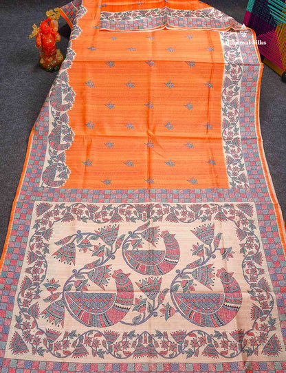 Beautiful Ramar Blue Semi Tussar Fancy Saree With Blouse