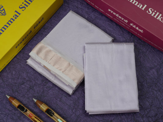 Light Lavender Semi Silk Dhoti & Shirt (2.50M) with Copper Border