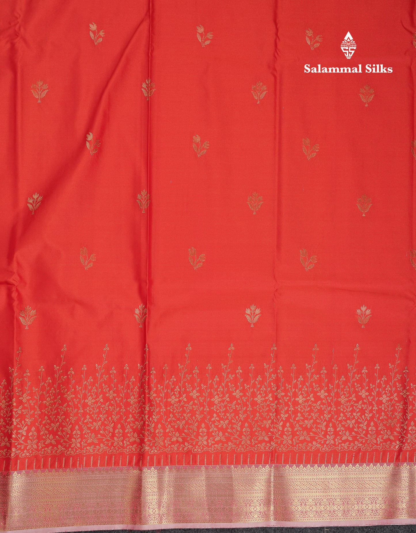 Beautiful Orange Semi Silk Saree With Contrast Dark Peach Traditional Small Border