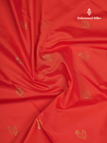 Beautiful Orange Semi Silk Saree With Contrast Dark Peach Traditional Small Border