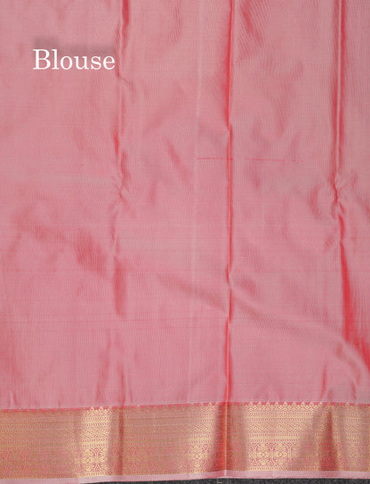 Beautiful Orange Semi Silk Saree With Contrast Dark Peach Traditional Small Border