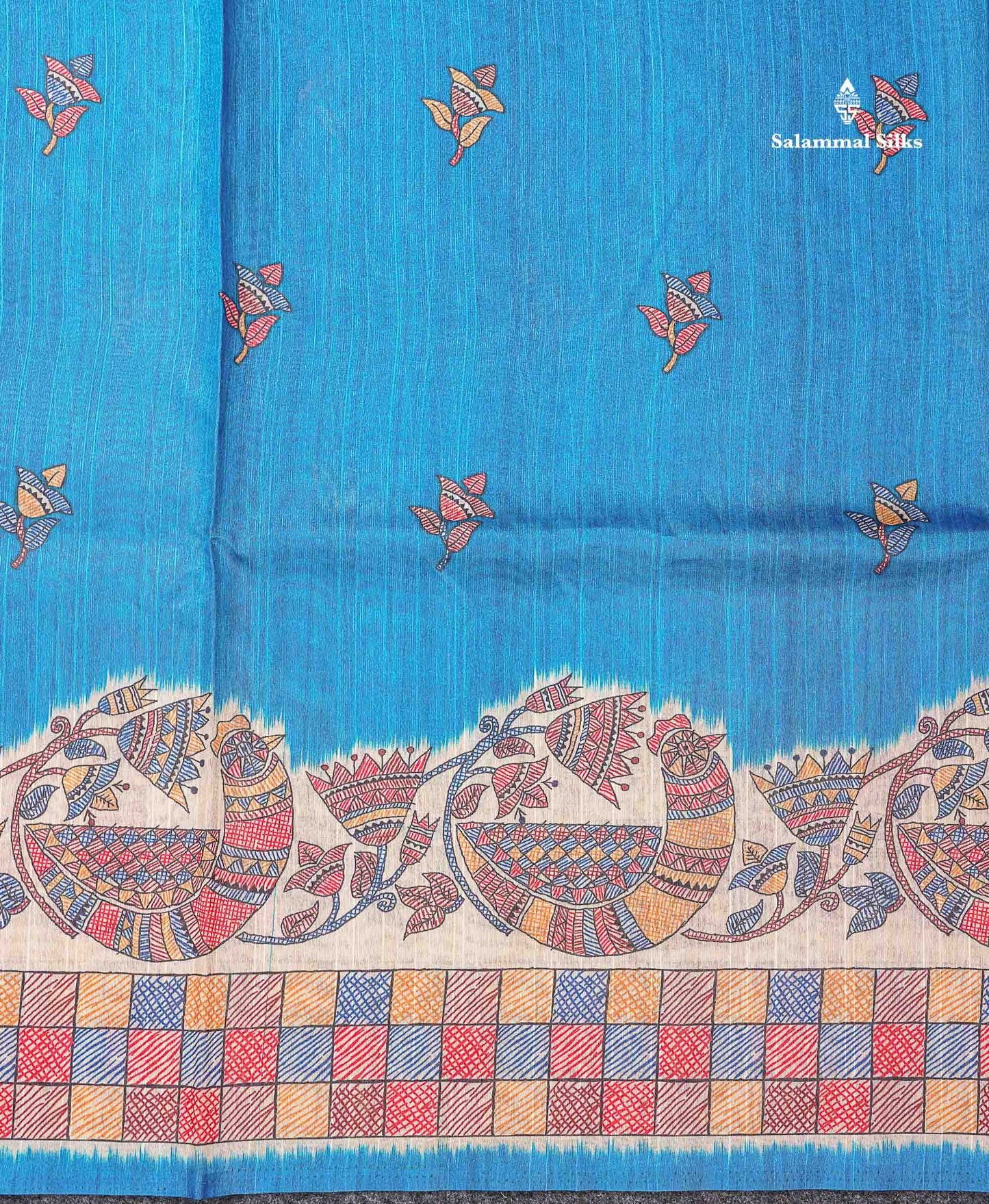 Beautiful Ramar Blue Semi Tussar Fancy Saree With Blouse