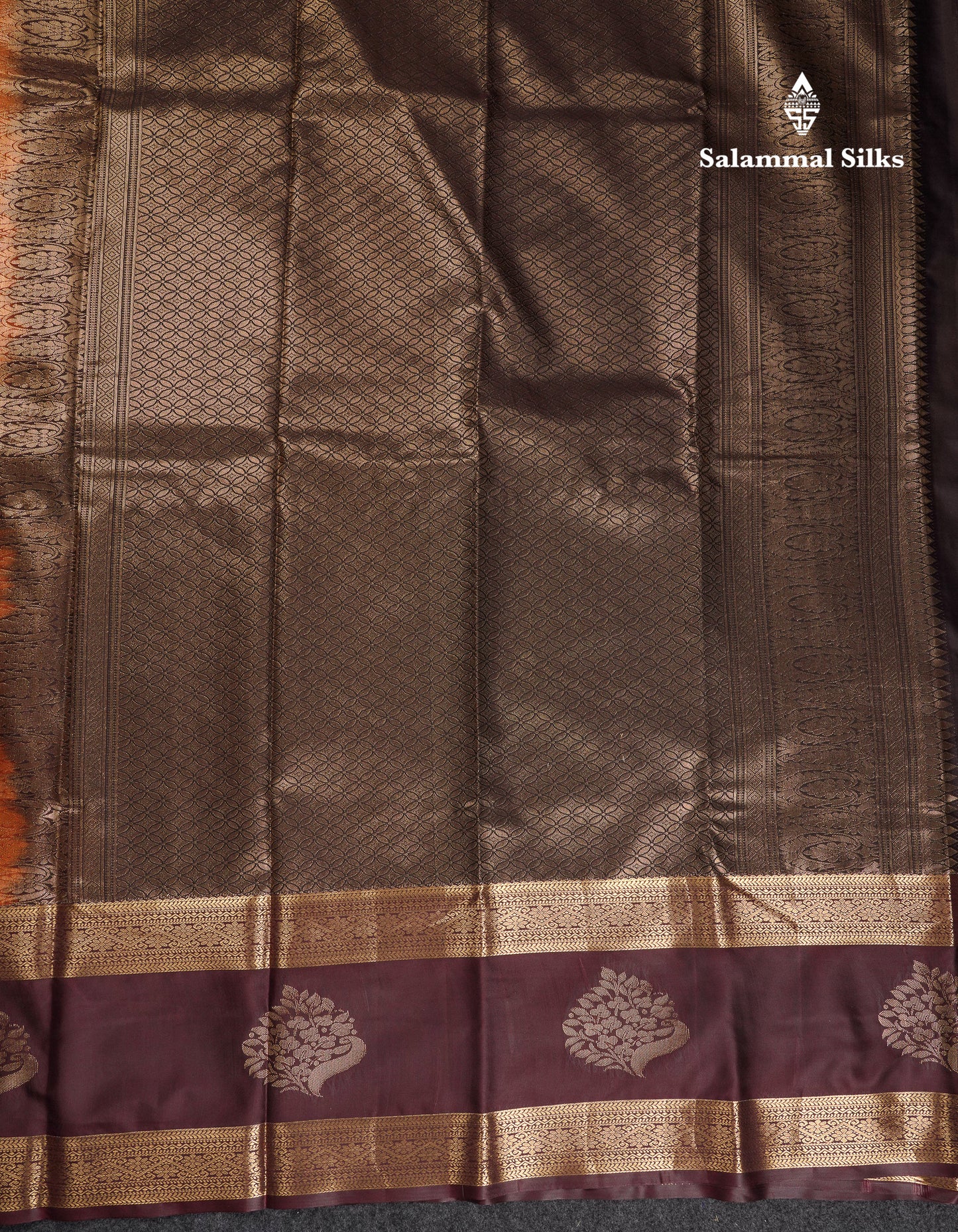 Beautiful Rust Orange Semi Silk Saree With Contrast Dark Brown Traditional Evening Morning Border