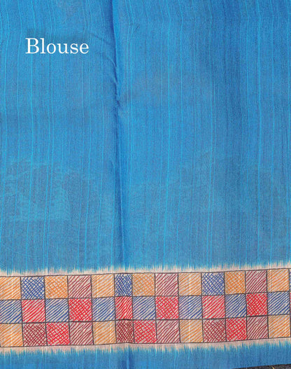 Beautiful Ramar Blue Semi Tussar Fancy Saree With Blouse