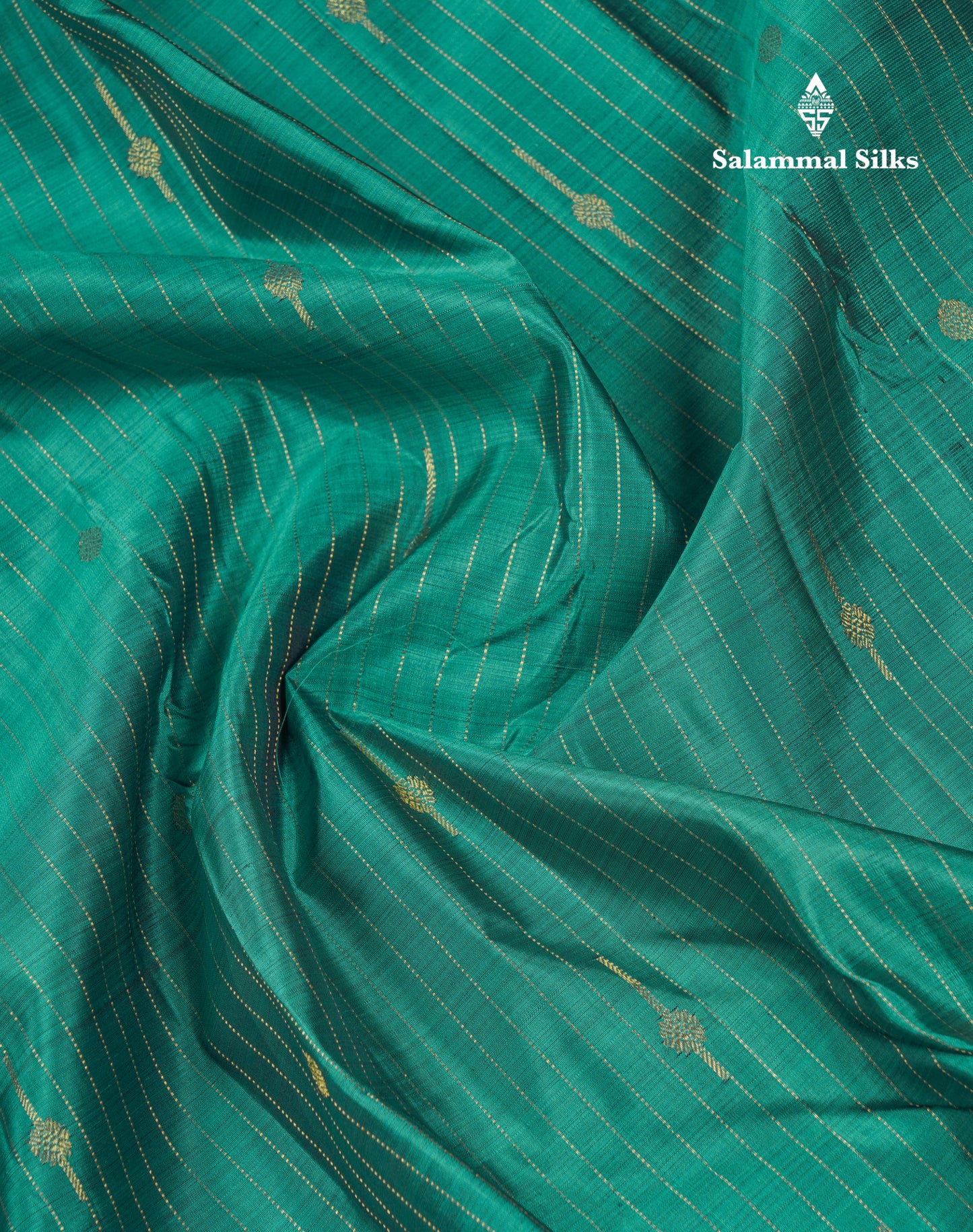 Beautiful Teal Green Pure Kanjivaram Silk Saree With Contrast Dark Brown Traditional Gap Evening Morning Border