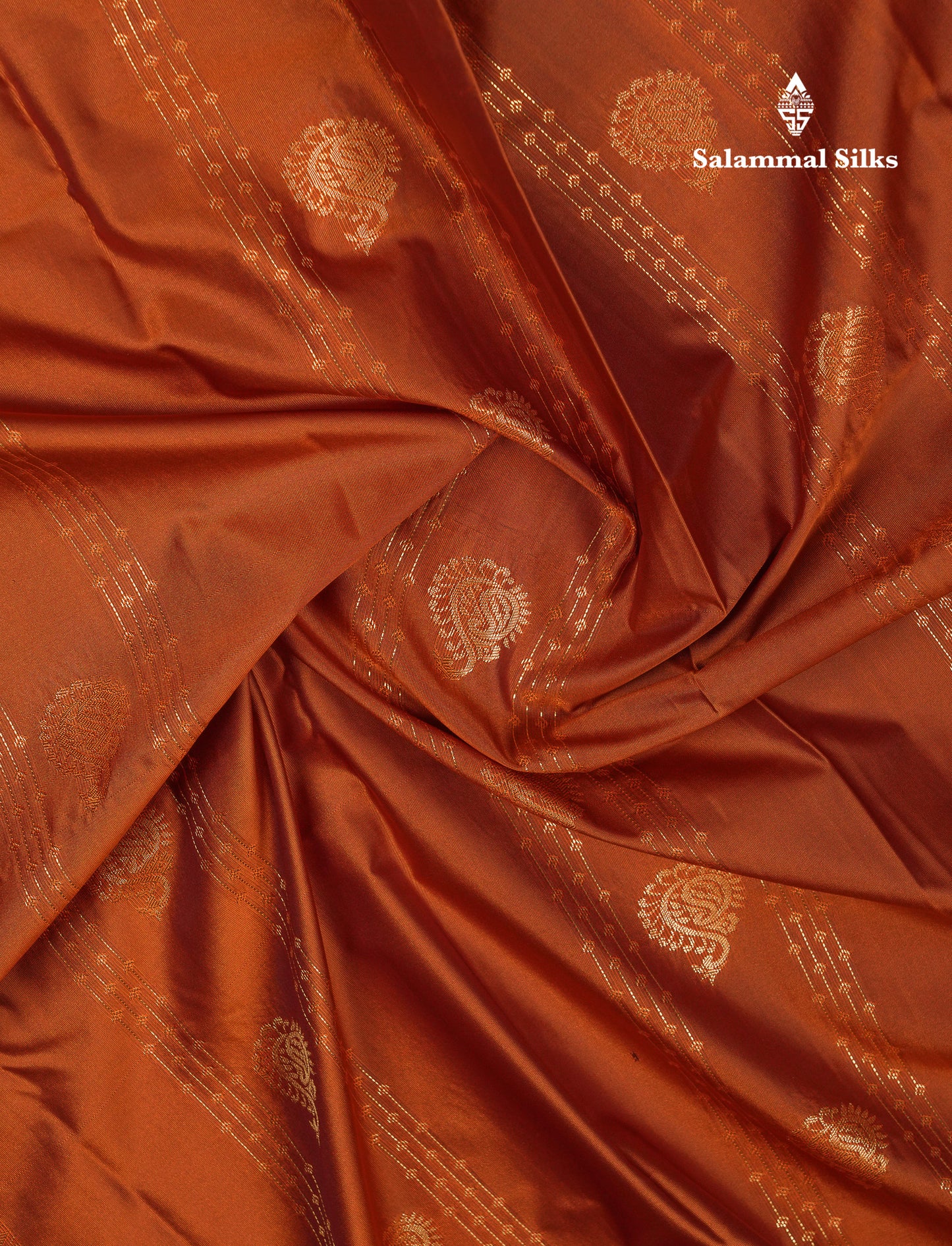 Beautiful Rust Orange Semi Silk Saree With Contrast Dark Brown Traditional Evening Morning Border