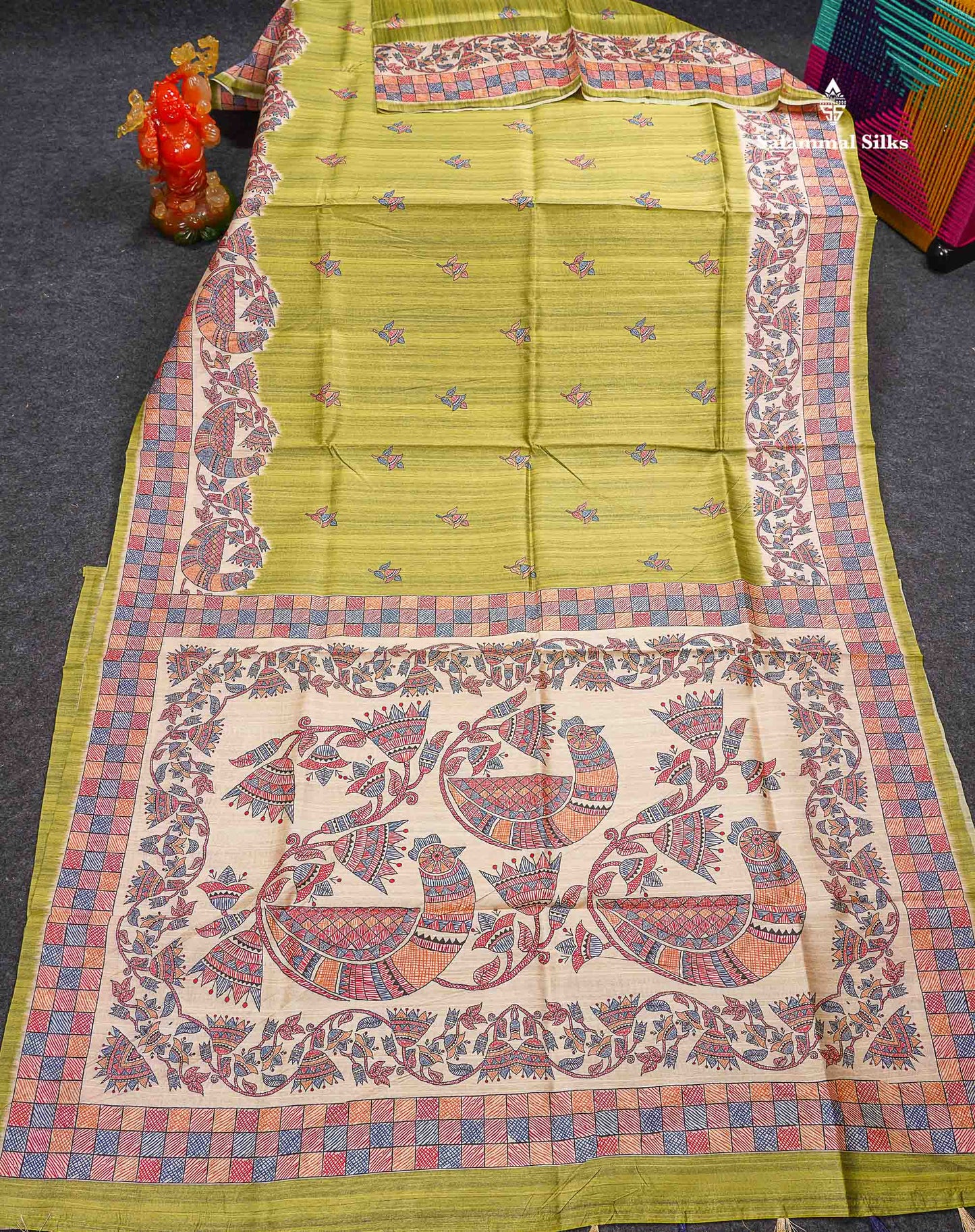 Beautiful Ramar Blue Semi Tussar Fancy Saree With Blouse