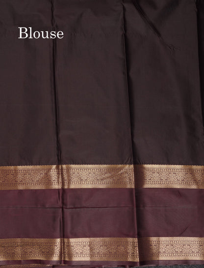 Beautiful Rust Orange Semi Silk Saree With Contrast Dark Brown Traditional Evening Morning Border