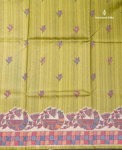 Beautiful Ramar Blue Semi Tussar Fancy Saree With Blouse