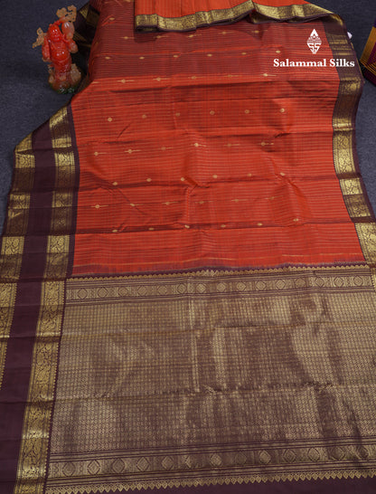 Beautiful Teal Green Pure Kanjivaram Silk Saree With Contrast Dark Brown Traditional Gap Evening Morning Border
