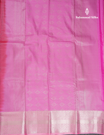 Beautiful Dual Tone Bottle Green Semi Silk Saree With Contrast Baby Pink Traditional Border
