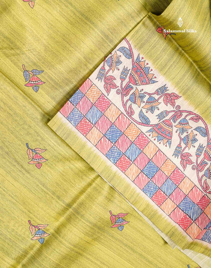Beautiful Ramar Blue Semi Tussar Fancy Saree With Blouse