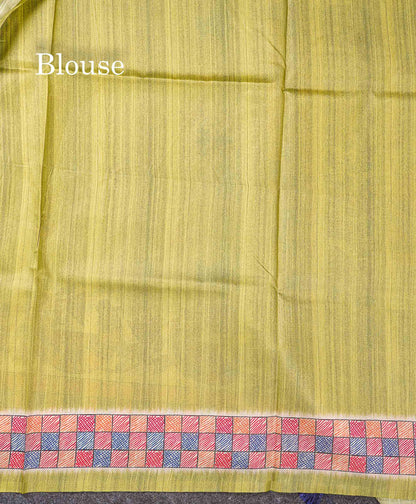 Beautiful Ramar Blue Semi Tussar Fancy Saree With Blouse