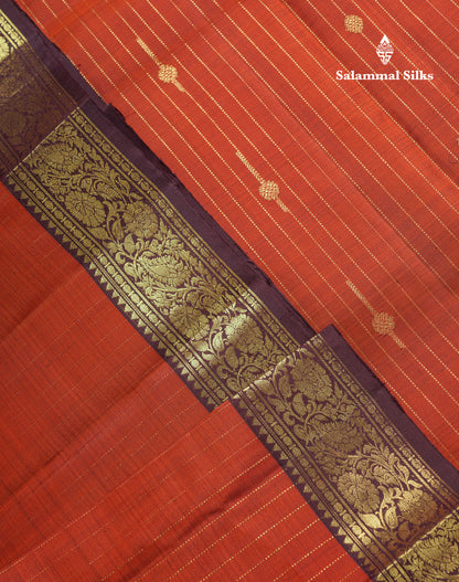 Beautiful Teal Green Pure Kanjivaram Silk Saree With Contrast Dark Brown Traditional Gap Evening Morning Border