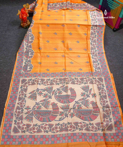 Beautiful Ramar Blue Semi Tussar Fancy Saree With Blouse
