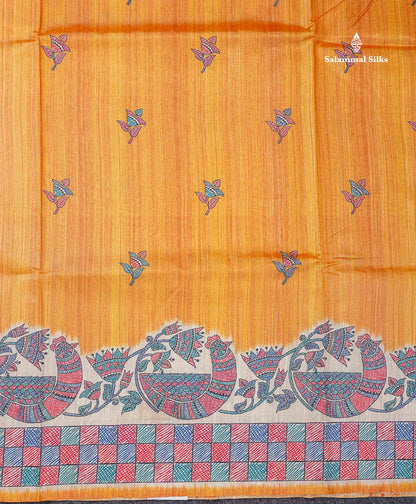 Beautiful Ramar Blue Semi Tussar Fancy Saree With Blouse