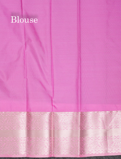 Beautiful Dual Tone Bottle Green Semi Silk Saree With Contrast Baby Pink Traditional Border