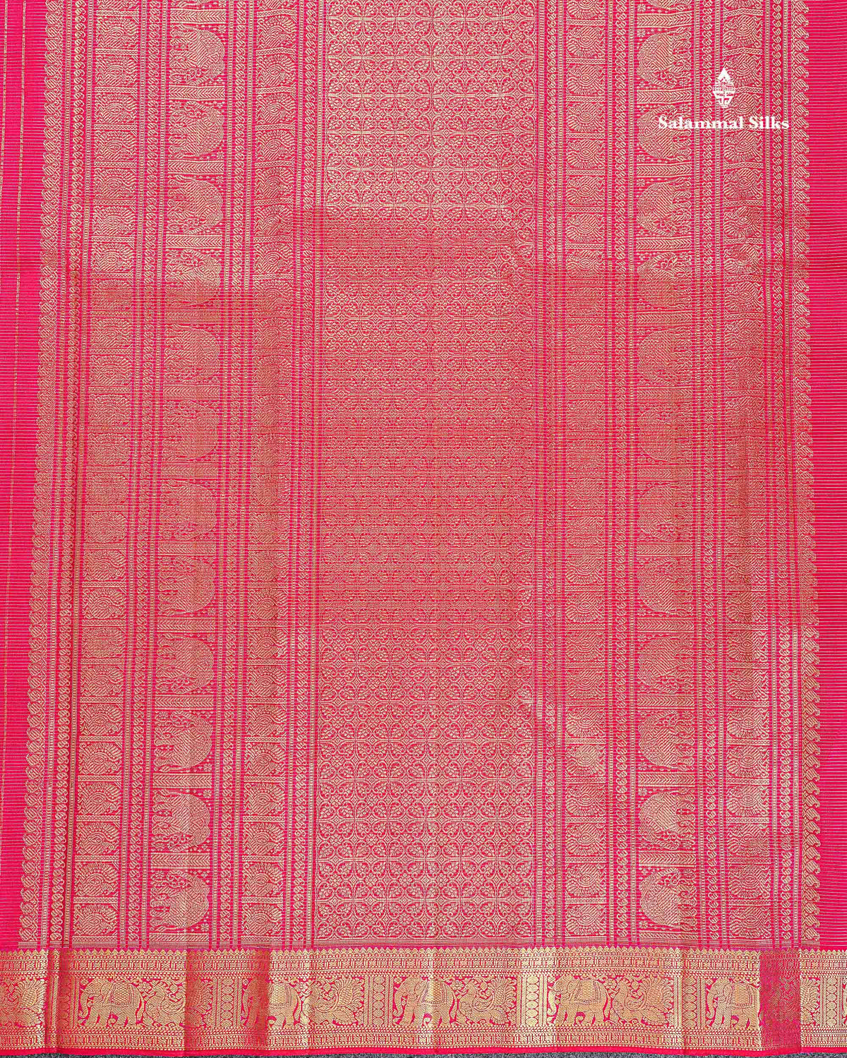 Pure Kanjivaram Silk Saree - Pink Colour Body Vaira Oosi Lines With Butta &Traditional Small Border