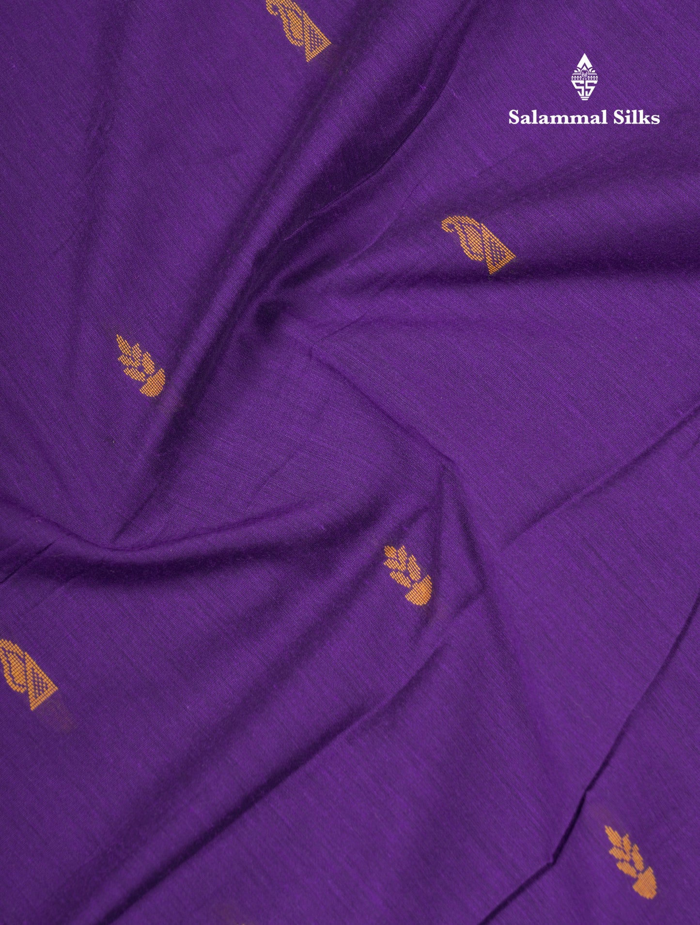 Violet Kalyani Cotton Saree With Contrast Mustard Yellow Blouse