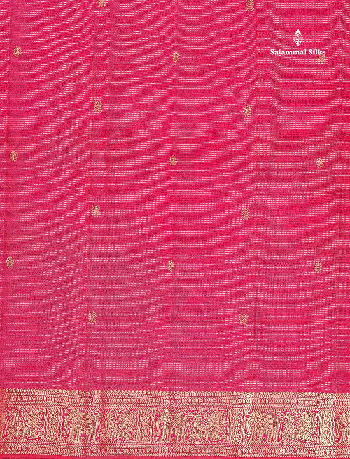 Pure Kanjivaram Silk Saree - Pink Colour Body Vaira Oosi Lines With Butta &Traditional Small Border