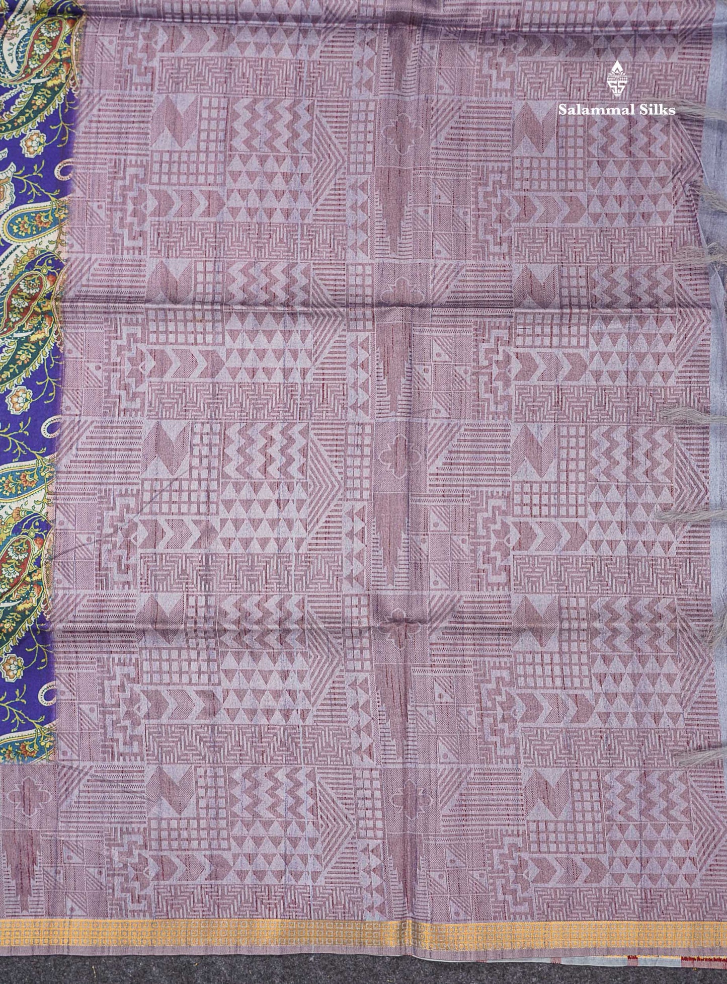 Beautiful Dual Tone Navy Blue Kalamkari Semi Tussar Saree With Contrast Light Grey Fancy Border