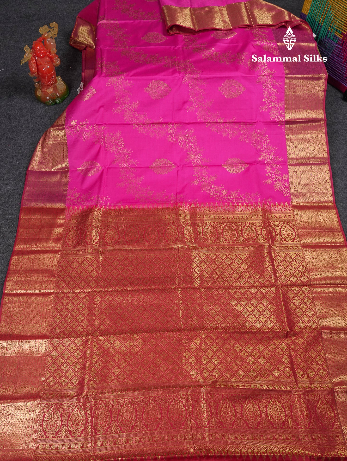 Beautiful Pink Semi Silk Saree With Contrast Maroon Traditional Border