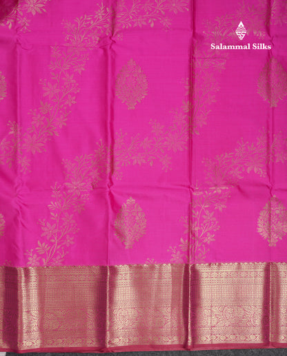 Beautiful Pink Semi Silk Saree With Contrast Maroon Traditional Border