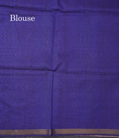 Beautiful Dual Tone Navy Blue Kalamkari Semi Tussar Saree With Contrast Light Grey Fancy Border