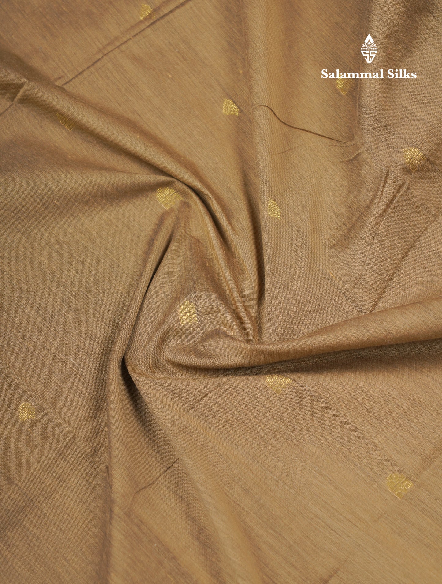 Dark Sandal Kalyani Cotton Saree With Contrast Bottle Green Blouse