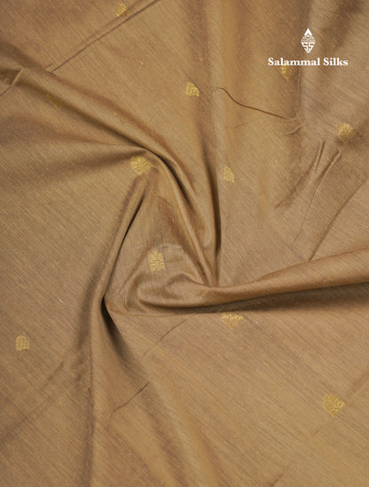 Dark Sandal Kalyani Cotton Saree With Contrast Bottle Green Blouse