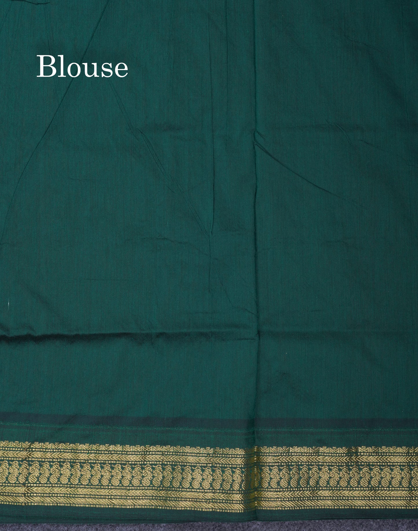 Dark Sandal Kalyani Cotton Saree With Contrast Bottle Green Blouse